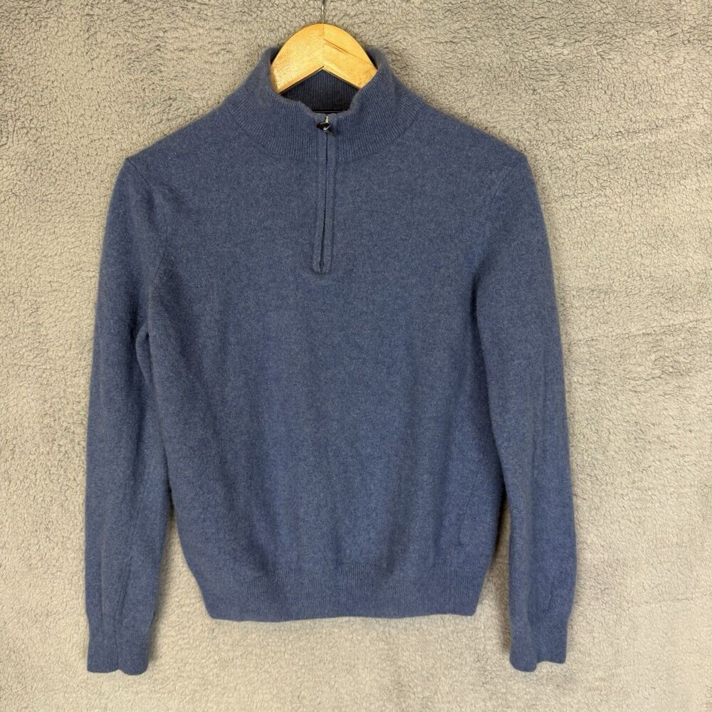 S Mantovani‎ Studio Sweater Mens S Blue 1/4 Zip Pullover Italian Cashmere